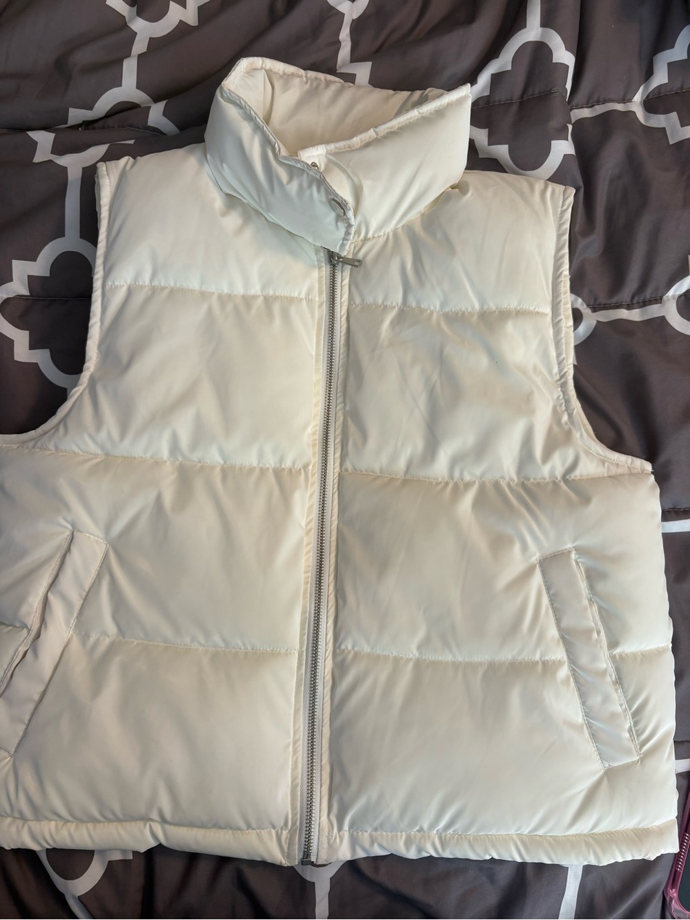 Baccini Cream Puffer Vest with Stand Collar
